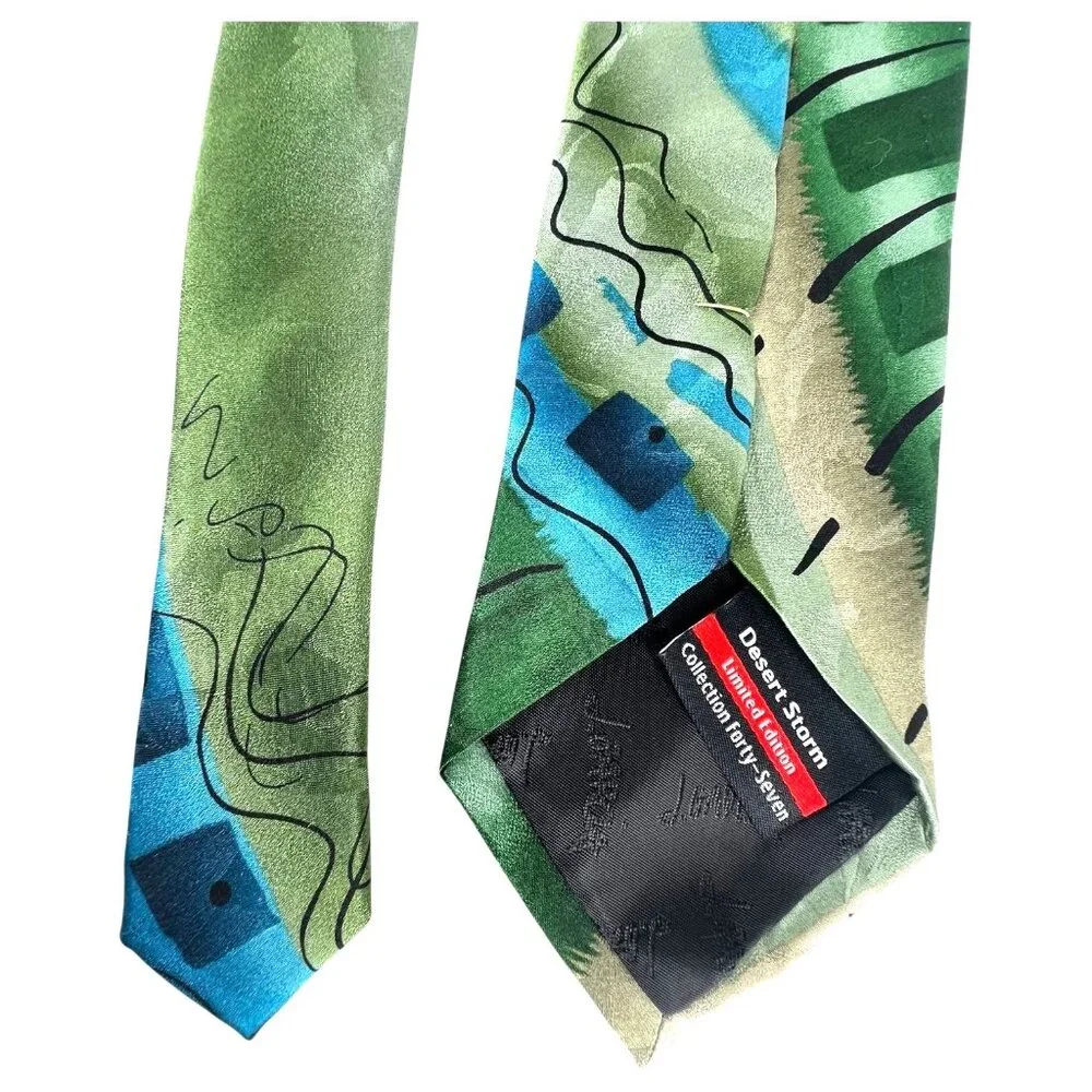 Jerry Garcia Silk Tie Blue Green Desert Storm Limited‎ ED Collection 47 Abstract